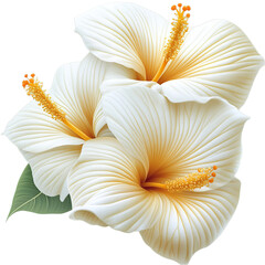 Close up of Two Cream Colored Hibiscus Flowers