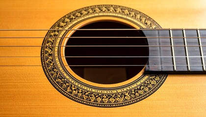Obraz premium Close-up of acoustic guitar soundhole (6)