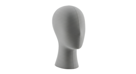 Gray Mannequin Head Isolated On Transparent Background Studio Shot