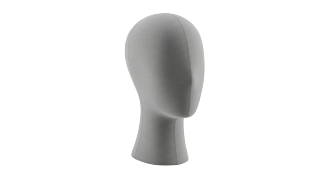 Gray Mannequin Head Isolated On Transparent Background Studio Shot
