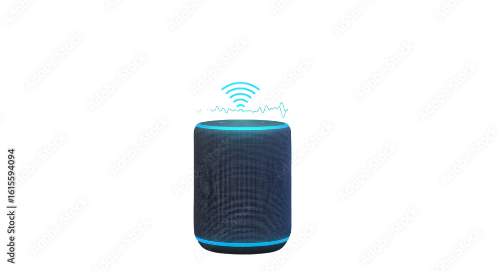 Poster digital device with wireless connection icon on isolated black background