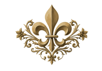 Gold Fleur De Lis Ornament Illustration On Black Transparent Background