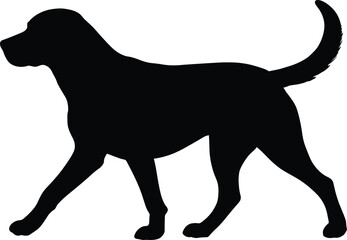Silhouette of a walking dog isolated on white background, perfect for pet, animal, vector, outline, and creative design projects.
