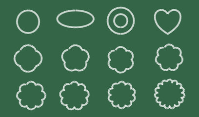 黒板チョーク風丸モコ図形フレーム セット