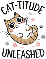 Pawsitive Vibes Only – Cute Cat Illustration with Positive Message