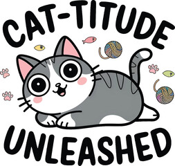 Pawsitive Vibes Only – Cute Cat Illustration with Positive Message