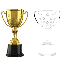 Golden Trophy Isolated On Transparent Background Illustration