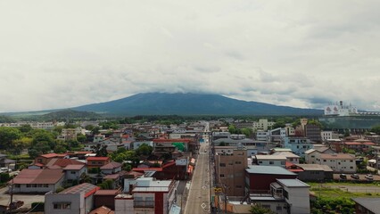 The city of the foot of Fujiyama. Bird's-eye view of Japan's scenic nature
