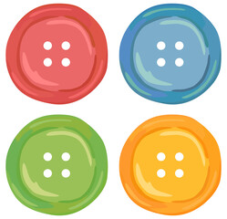 カラフルなボタンのイラストセット 裁縫 ベクター素材