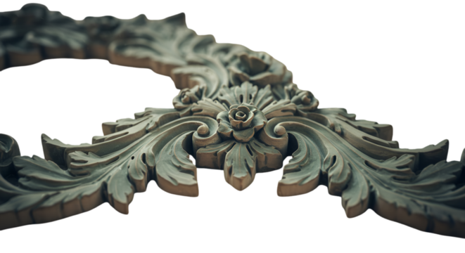 Detailed Illustration of a Floral Ornament with Vintage Carving in Brown Color