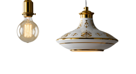 Elegant Gold And White Modern Ceiling Light Illustration On Black Background