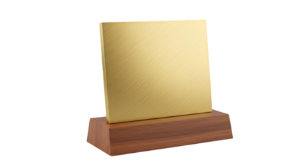 Golden Trophy Illustration On Wooden Base With Transparent Background