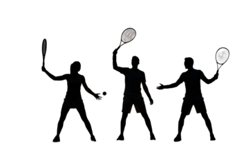 Dynamic Abstract Illustration Of Tennis Players In Action Silhouette