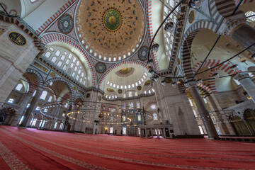 Suleymaniye mosque interior showing its beautiful architecture