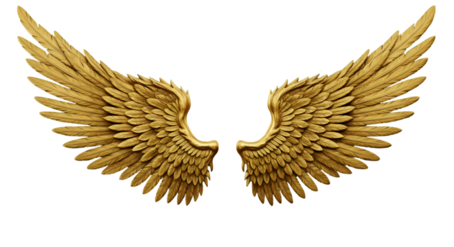 Golden Wings Illustration On Isolated Background Detailed Decoration Design