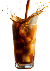 Dynamic Coffee Drink Splash In Glass Illustration Transparent Background