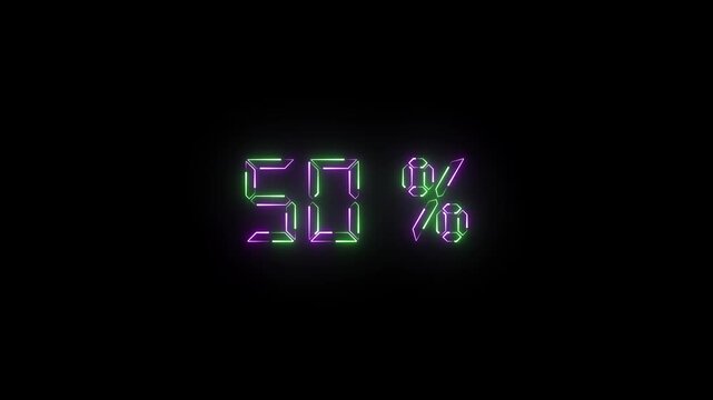 A neon text icon shines at 50% brightness, with a steady glow and subtle flicker. Its balanced illumination gives a clean, modern look with minimal distraction.
