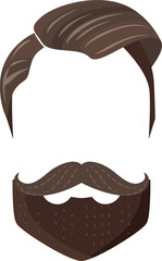 a vector illustration of a chocolate brown hairstyle and long beard for mens