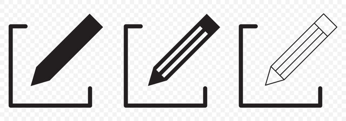 Obraz premium Simple Line Edit Icons – Pen and Pencil Symbol Collection on Transparent Background. EPS 10.