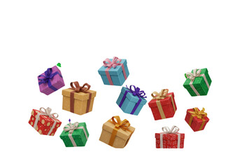 Floating Colorful Gifts Illustration On Transparent Isolated Background