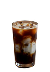 Iced Coffee Drink In Glass Isolated On Black Background Photo