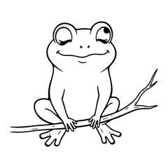 Funny frog cartoon characters vector illustration. frog outline.  Frog line art vector file