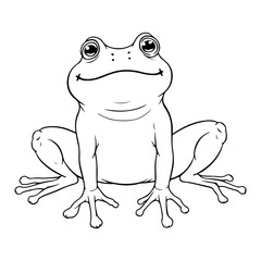 Funny frog cartoon characters vector illustration. frog outline.  Frog line art vector file