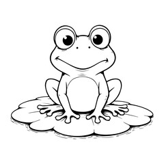 Funny frog cartoon characters vector illustration. frog outline.  Frog line art vector file