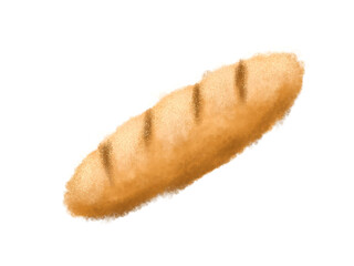 Illustration of a baguette for breakfast, breakfast illustration.