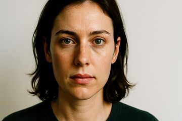 Serious woman looking at camera close-up