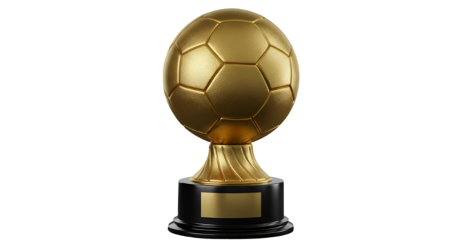 Golden Soccer Trophy Illustration On Transparent Isolated Black Background