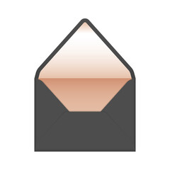 Black open envelope with pink gold liner mockup template. Euro flap luxury mailing envelope for wedding, invitations, graduation, birthday, party and more. Ready to use for your design or business.