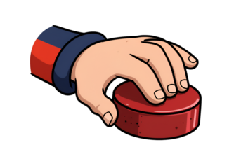 Hand Pressing Red Button Illustration With Transparent Background