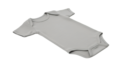 Gray Baby Bodysuit Isolated on Transparent Background Minimalist Baby Clothing