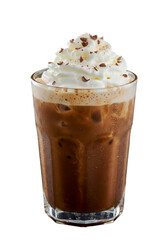Iced Chocolate Coffee Drink Illustration With Whipped Cream On Transparent Background