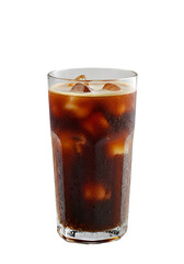 Iced Coffee Drink Illustration In Transparent Glass With Black Background