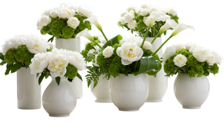 Elegant White Floral Arrangement Illustration Isolated on Transparent Background