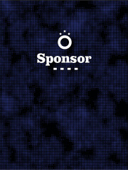 Dark digital pixel background with sponsor title and minimalist icon, perfect for events, tech branding, or advertising presentations.