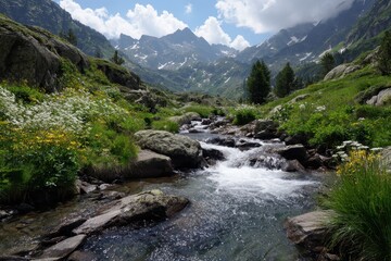 Summer stream in the mountains