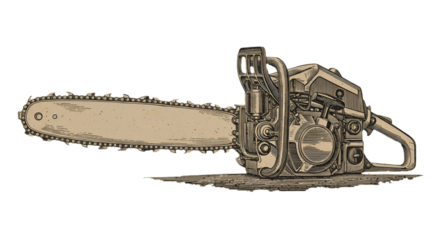 Illustration Chainsaw Tool Isolated On Transparent Background Black And Brown