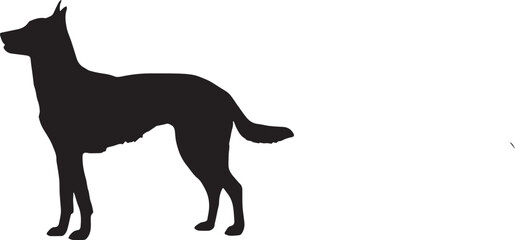 German Shepherd Dog Silhouette - Alert Standing Pet Vector Illustration