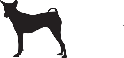 Basenji Dog Silhouette Vector - Standing Pet Outline Illustration