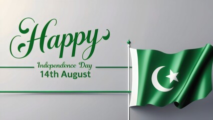 Joyful Pakistan Independence Day Celebration: 14th August with Waving Flag

