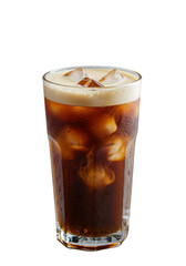 Iced Coffee Drink In Glass Realistic Photo With Transparent Black Background