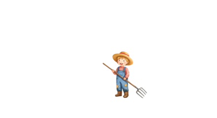 Happy Farmer Cartoon Illustration Isolated On Transparent Background