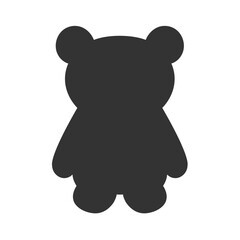 Simple black silhouette of a teddy bear – minimal and playful design perfect for children’s products, toy store branding, nursery decor, or childhood-themed graphics.