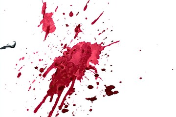 Fototapeta premium Abstract crimson paint splatter on white background