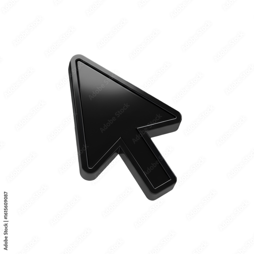 Fototapete glossy black 3d cursor pointer icon design on transparent background