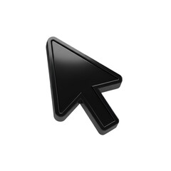 Glossy Black 3D Cursor Pointer Icon Design On Transparent Background
