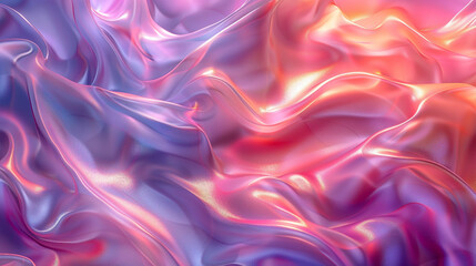 Fototapeta premium Abstract fluid art with iridescent liquid metal textures, holographic rainbow gradients flowing like silk, dynamic movement patterns